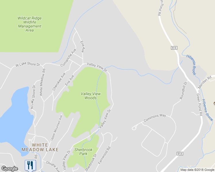 map of restaurants, bars, coffee shops, grocery stores, and more near 136 Valley View Drive in Rockaway