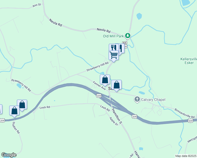 map of restaurants, bars, coffee shops, grocery stores, and more near 5735 U.S. 209 in Sciota