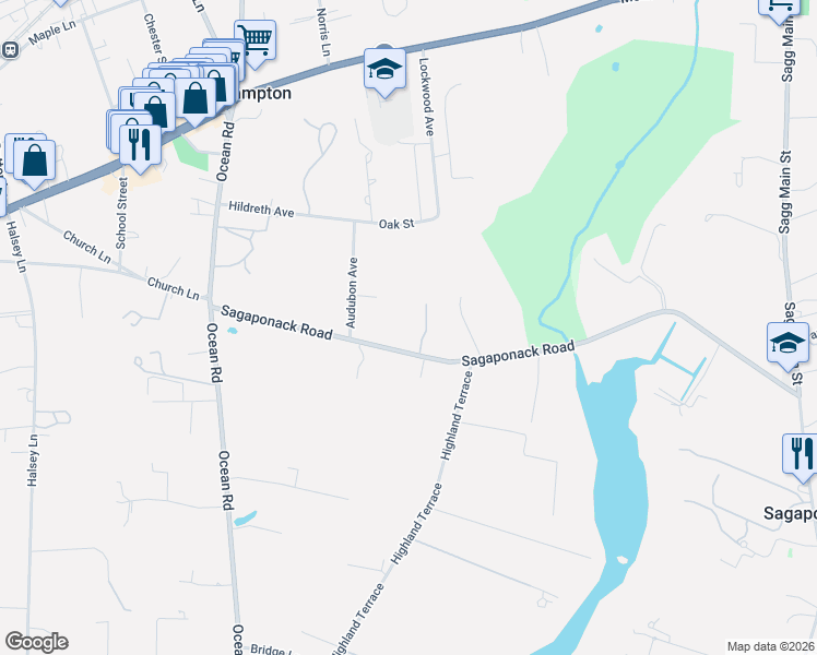 map of restaurants, bars, coffee shops, grocery stores, and more near 216 Sagaponack Road in Sagaponack
