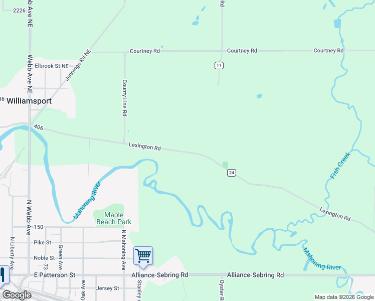 map of restaurants, bars, coffee shops, grocery stores, and more near 22620 Lexington Road in Alliance