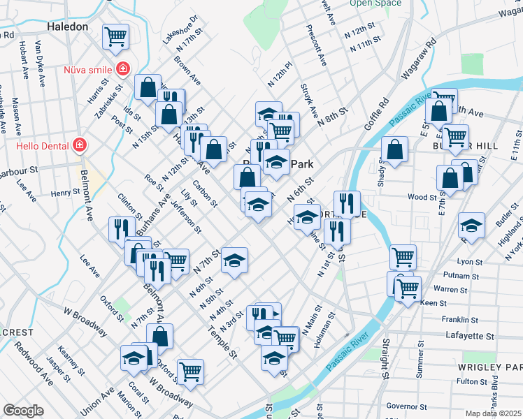 map of restaurants, bars, coffee shops, grocery stores, and more near 240 North 8th Street in Prospect Park