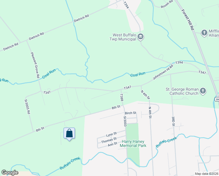 map of restaurants, bars, coffee shops, grocery stores, and more near 2110 Green Ridge Road in Mifflinburg