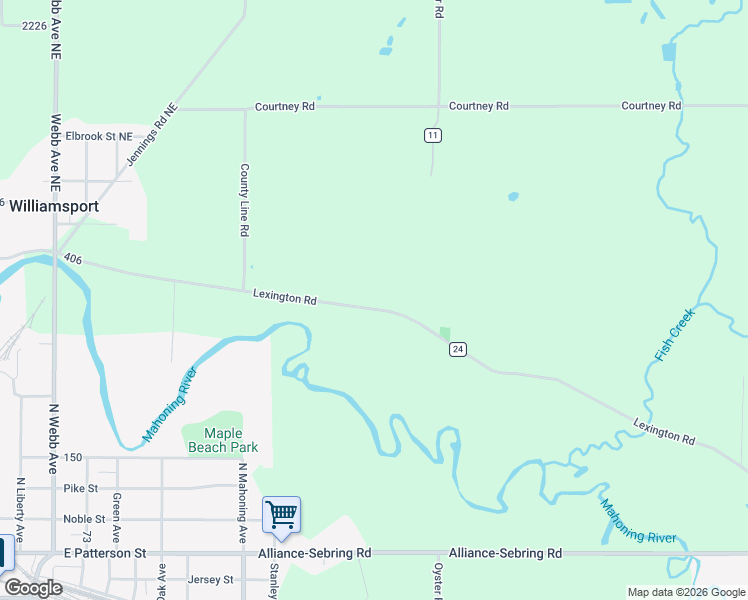 map of restaurants, bars, coffee shops, grocery stores, and more near 22620 Lexington Road in Alliance