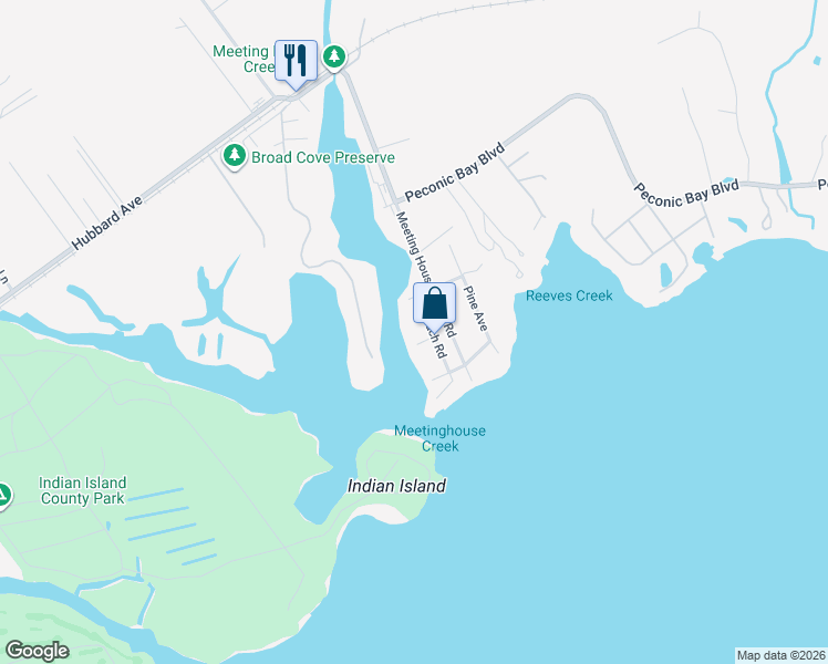 map of restaurants, bars, coffee shops, grocery stores, and more near 65 Ceder in Riverhead