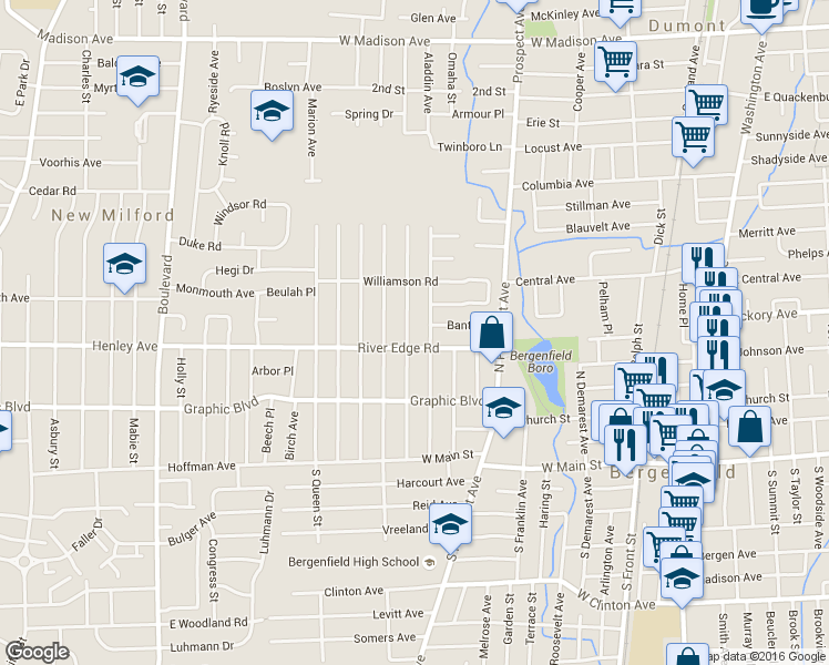 map of restaurants, bars, coffee shops, grocery stores, and more near 138 Ames Avenue in Bergenfield