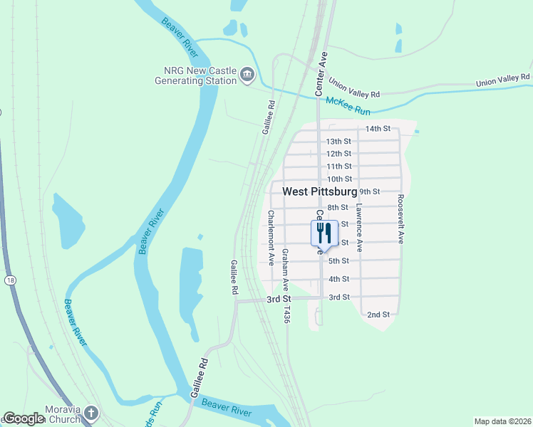 map of restaurants, bars, coffee shops, grocery stores, and more near 207 Charlemont Avenue in New Castle