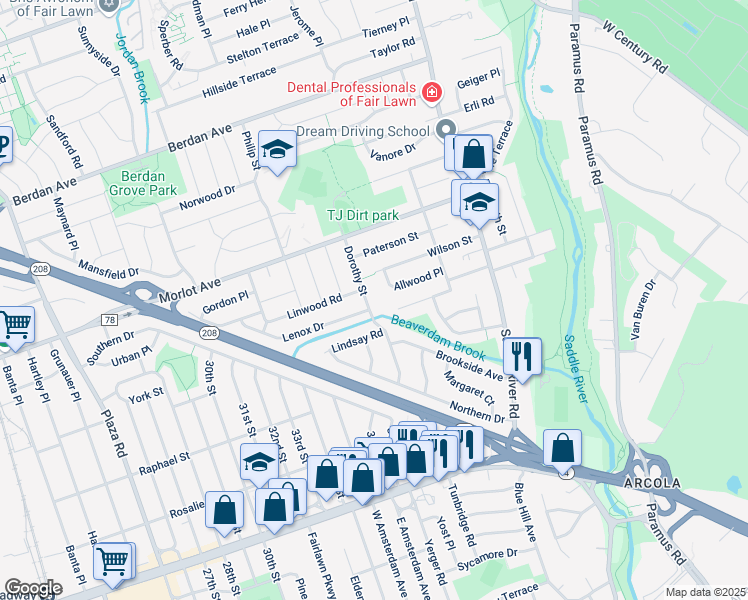 map of restaurants, bars, coffee shops, grocery stores, and more near 413 Dorothy Street in Fair Lawn