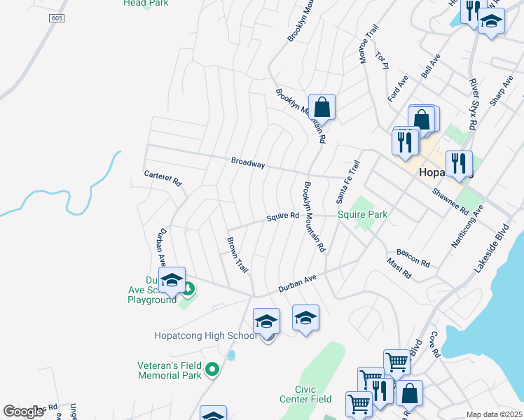 map of restaurants, bars, coffee shops, grocery stores, and more near 206 West End Avenue in Hopatcong