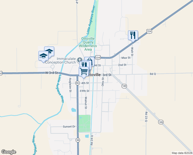 map of restaurants, bars, coffee shops, grocery stores, and more near in Ottoville