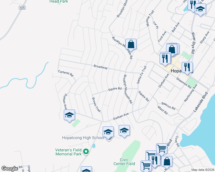 map of restaurants, bars, coffee shops, grocery stores, and more near 209 West End Avenue in Hopatcong