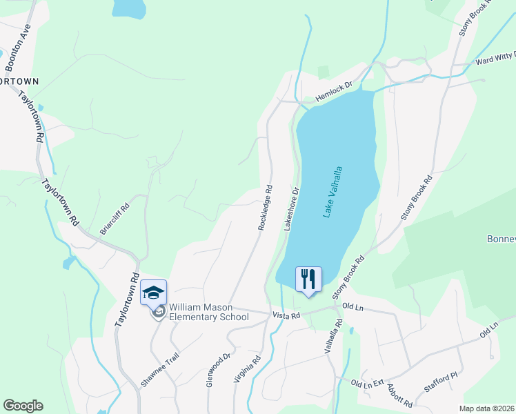 map of restaurants, bars, coffee shops, grocery stores, and more near 26 Rockledge Road in Montville
