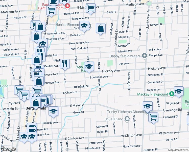 map of restaurants, bars, coffee shops, grocery stores, and more near 211 East Johnson Avenue in Bergenfield