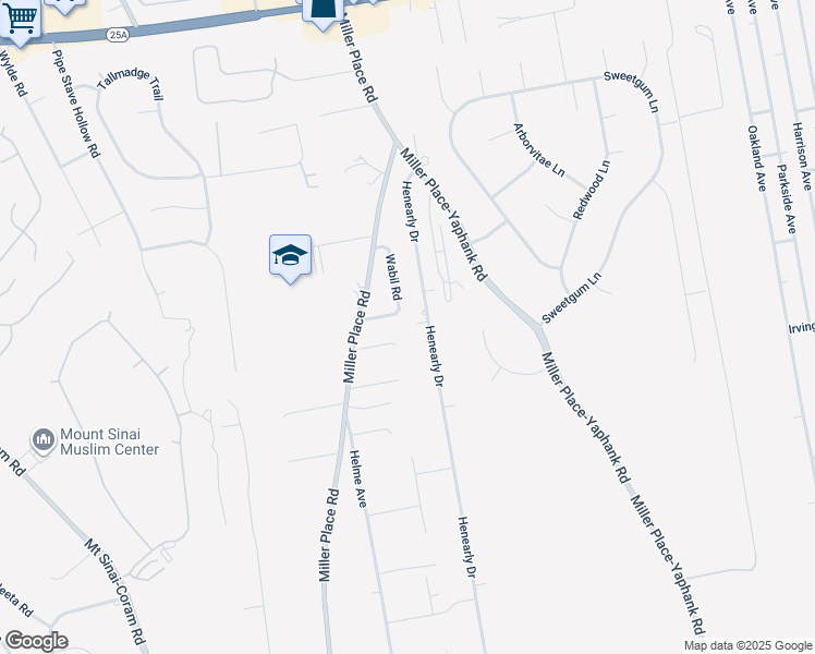 map of restaurants, bars, coffee shops, grocery stores, and more near 3 Glenn Street in Miller Place