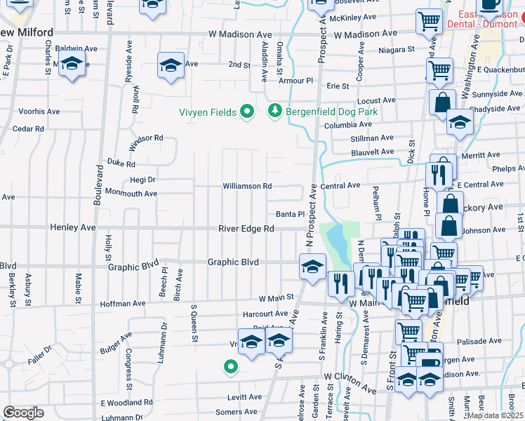 map of restaurants, bars, coffee shops, grocery stores, and more near 138 Ames Avenue in Bergenfield