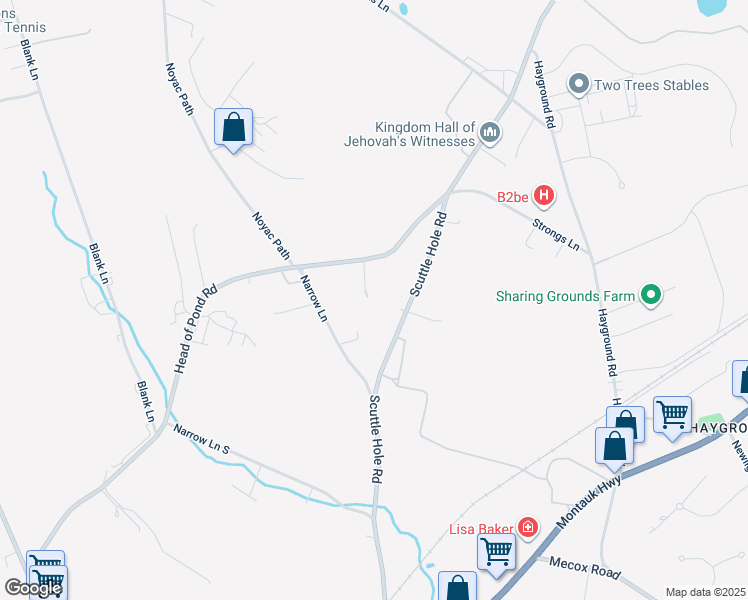 map of restaurants, bars, coffee shops, grocery stores, and more near 1099 Head of Pond Road in Water Mill
