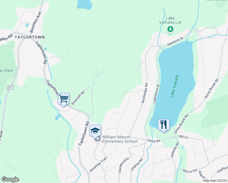 map of restaurants, bars, coffee shops, grocery stores, and more near 16 Oak Lane in Montville