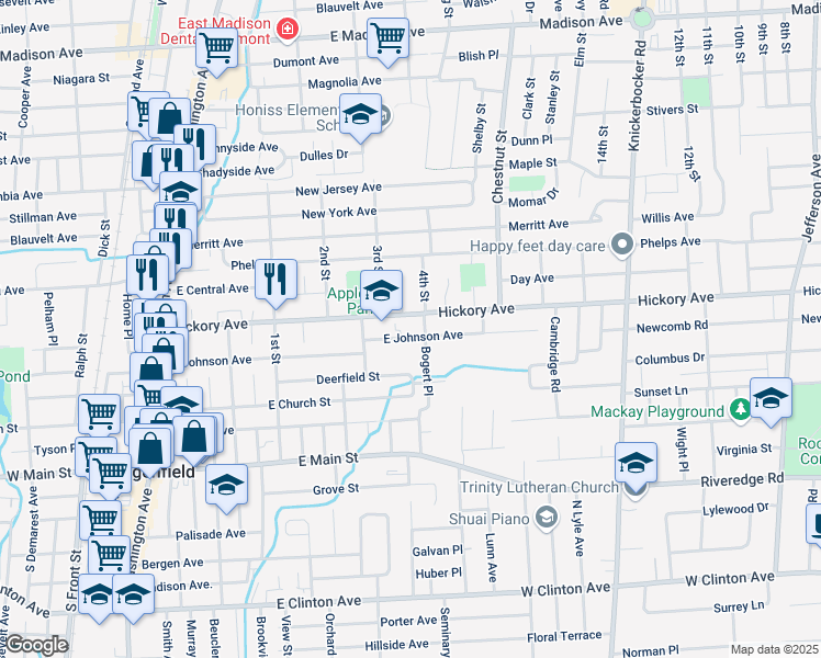 map of restaurants, bars, coffee shops, grocery stores, and more near 211 East Johnson Avenue in Bergenfield