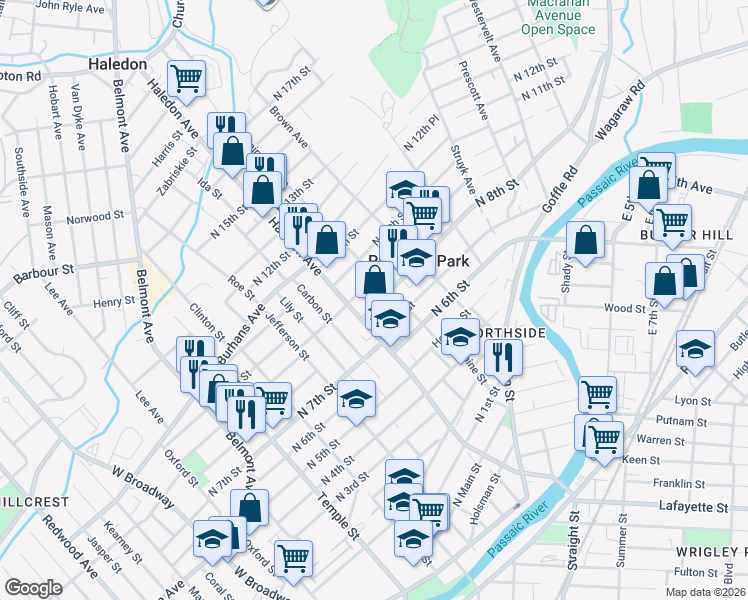 map of restaurants, bars, coffee shops, grocery stores, and more near 240 North 8th Street in Prospect Park