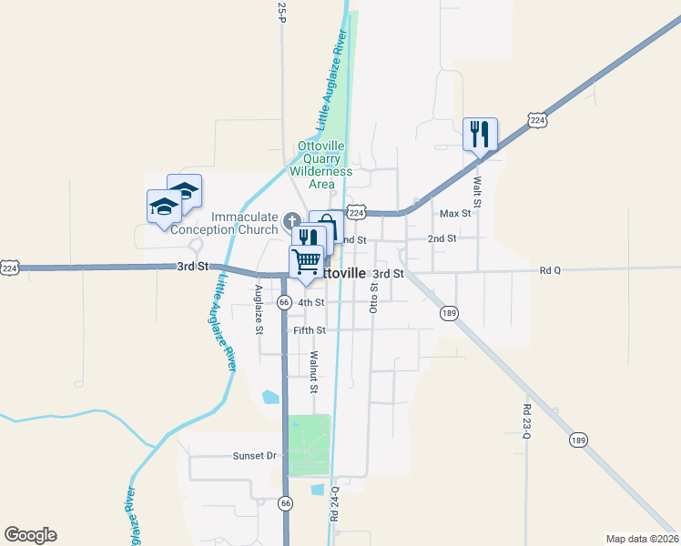 map of restaurants, bars, coffee shops, grocery stores, and more near in Ottoville