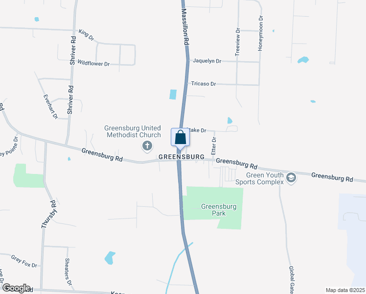 map of restaurants, bars, coffee shops, grocery stores, and more near in Green