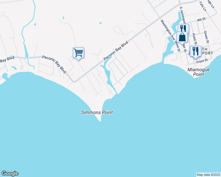 map of restaurants, bars, coffee shops, grocery stores, and more near 26 Morningside Avenue in Riverhead