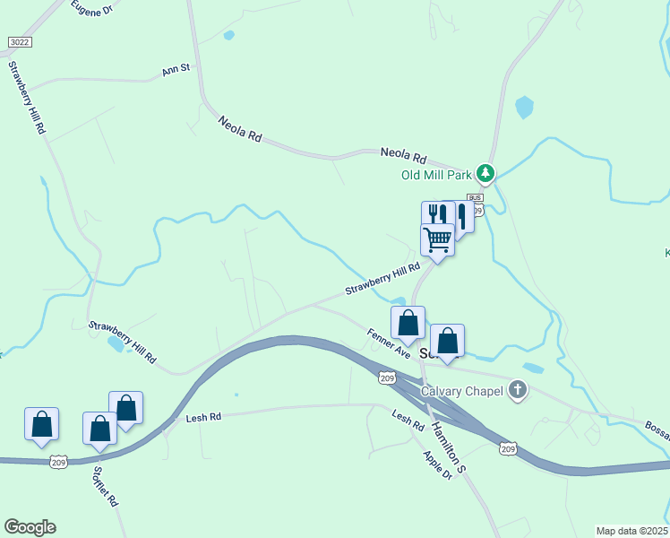 map of restaurants, bars, coffee shops, grocery stores, and more near 152 Strawberry Hill Road in Sciota