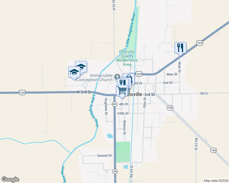 map of restaurants, bars, coffee shops, grocery stores, and more near 349 3rd Street in Delphos