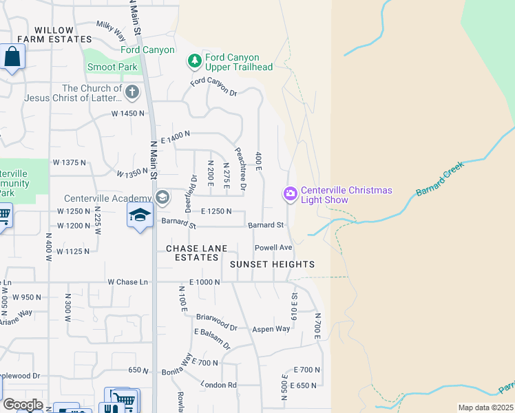 map of restaurants, bars, coffee shops, grocery stores, and more near 1285 Nola Drive in Centerville