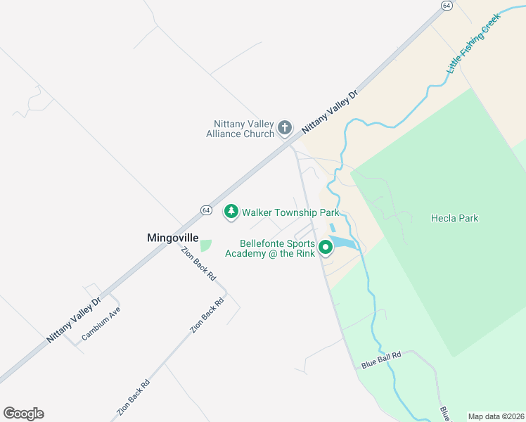 map of restaurants, bars, coffee shops, grocery stores, and more near 110 Becon Street in Bellefonte