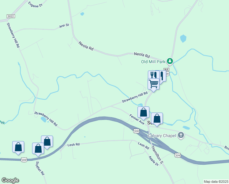 map of restaurants, bars, coffee shops, grocery stores, and more near 152 Strawberry Hill Road in Sciota