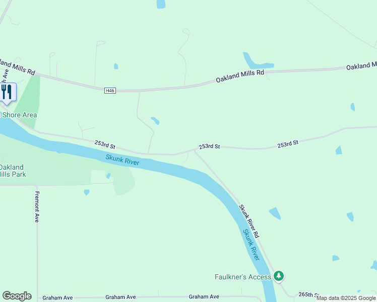 map of restaurants, bars, coffee shops, grocery stores, and more near 253rd Street in Mount Pleasant