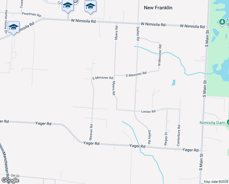 map of restaurants, bars, coffee shops, grocery stores, and more near 5797 Myers Road in Akron