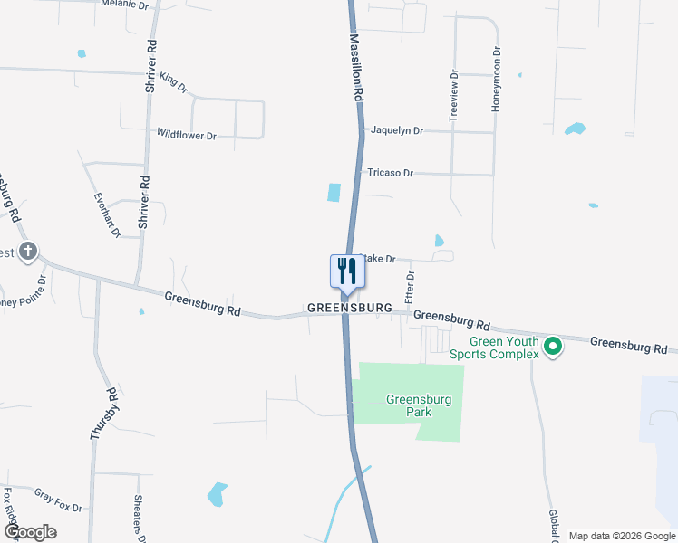 map of restaurants, bars, coffee shops, grocery stores, and more near 4694 Massillon Road in North Canton