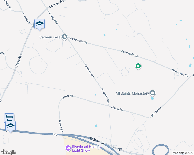 map of restaurants, bars, coffee shops, grocery stores, and more near 28 Nicholas Way in Calverton