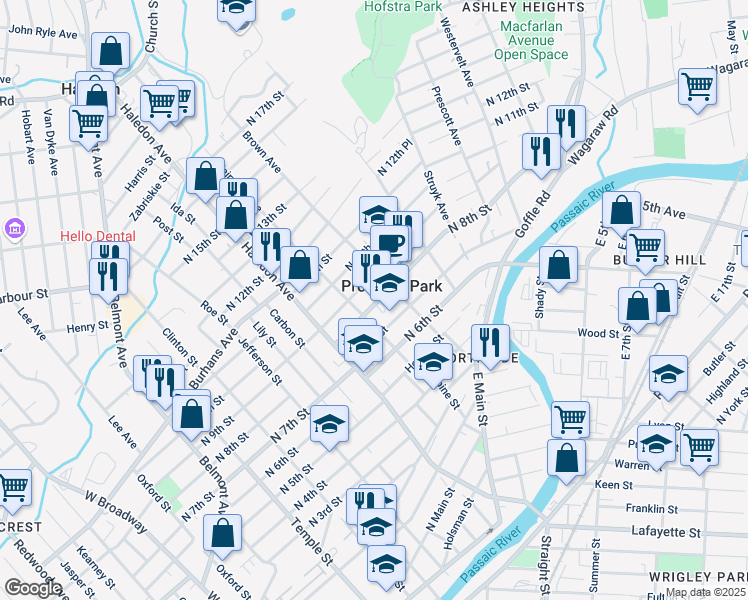 map of restaurants, bars, coffee shops, grocery stores, and more near 275 North 8th Street in Prospect Park