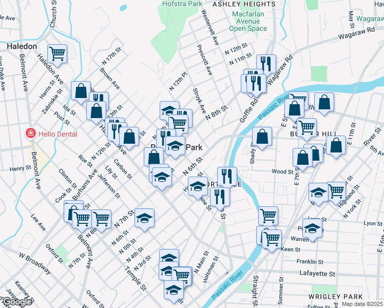 map of restaurants, bars, coffee shops, grocery stores, and more near 324 North 7th Street in Prospect Park