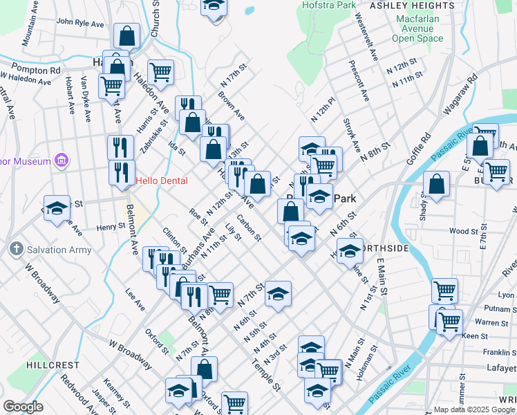map of restaurants, bars, coffee shops, grocery stores, and more near 232 Haledon Avenue in Prospect Park