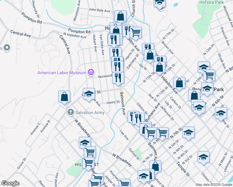 map of restaurants, bars, coffee shops, grocery stores, and more near 25 County 658 in Haledon