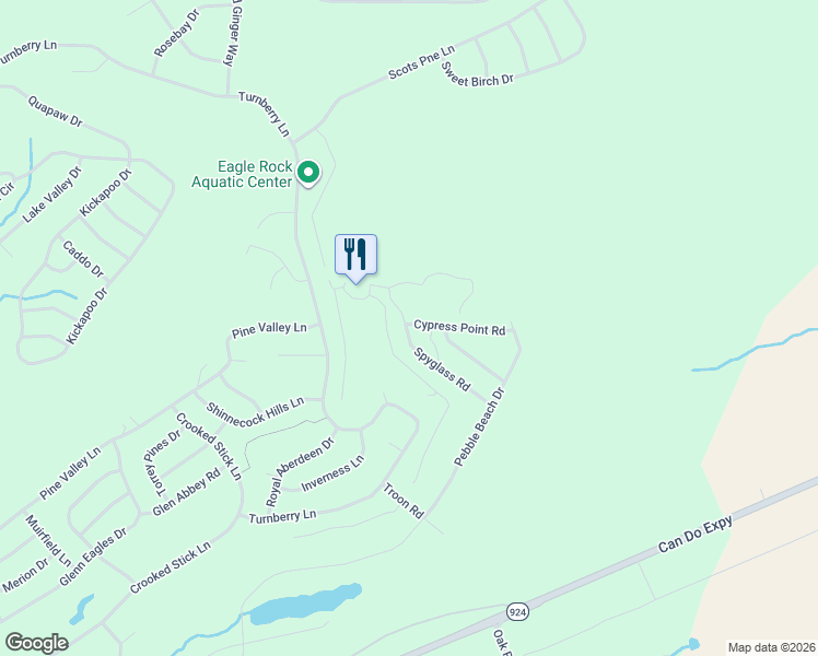 map of restaurants, bars, coffee shops, grocery stores, and more near Cypress Point Road in Luzerne