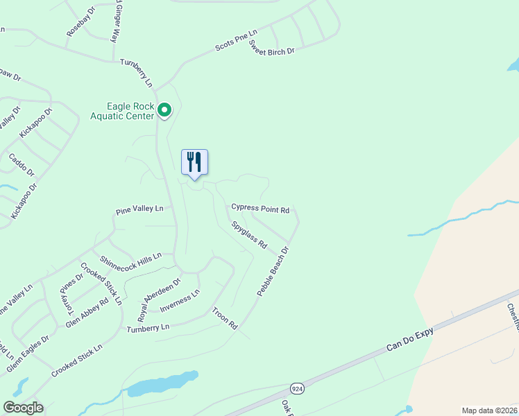 map of restaurants, bars, coffee shops, grocery stores, and more near Cypress Point Road in Luzerne County