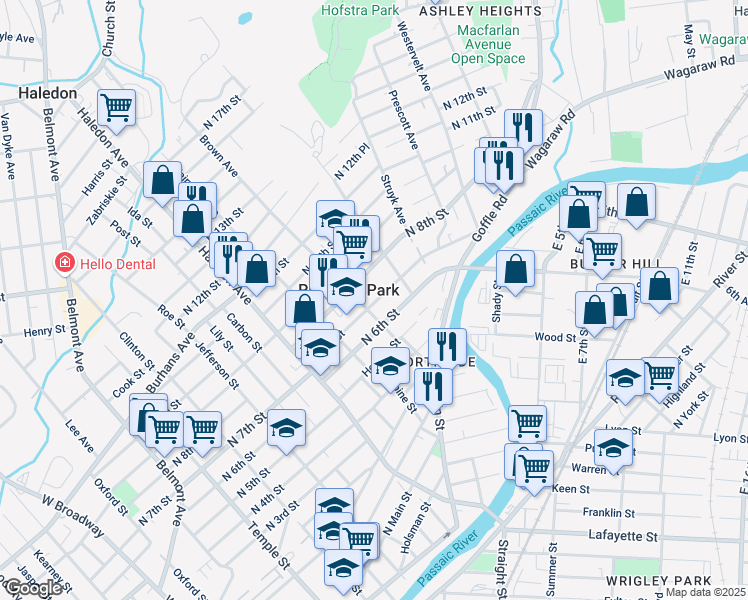 map of restaurants, bars, coffee shops, grocery stores, and more near 324 North 7th Street in Prospect Park