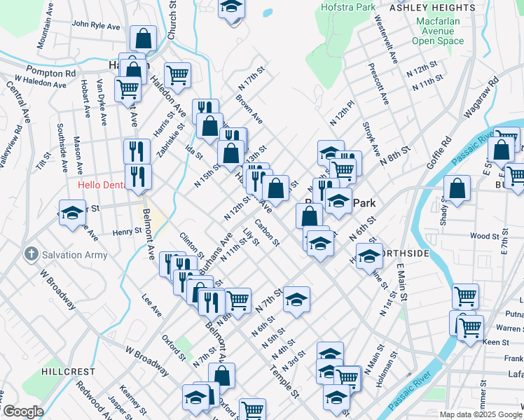 map of restaurants, bars, coffee shops, grocery stores, and more near 232 Haledon Avenue in Prospect Park