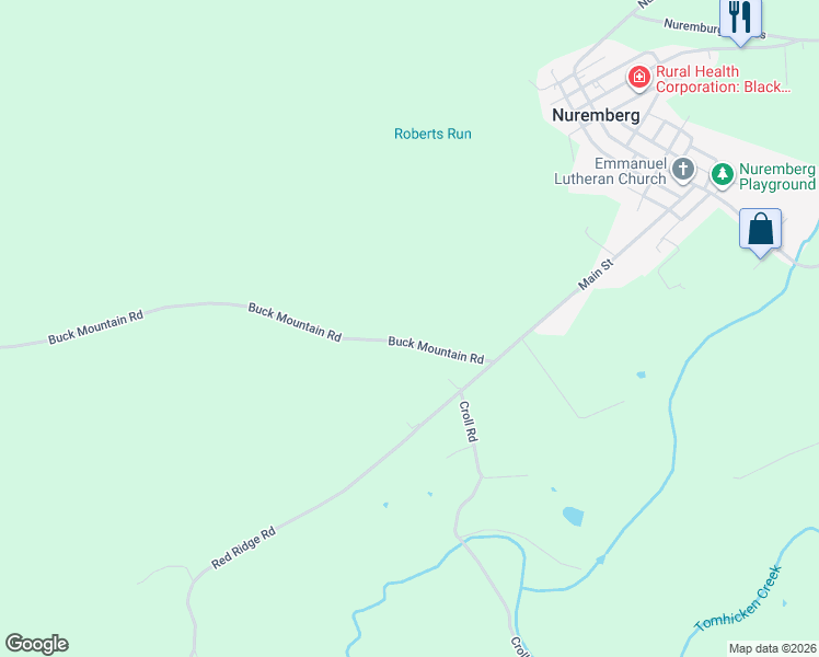 map of restaurants, bars, coffee shops, grocery stores, and more near 36 Buck Mountain Road in Zion Grove