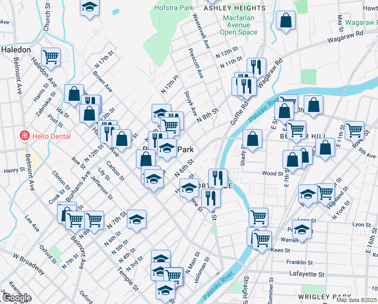 map of restaurants, bars, coffee shops, grocery stores, and more near 324 North 7th Street in Prospect Park