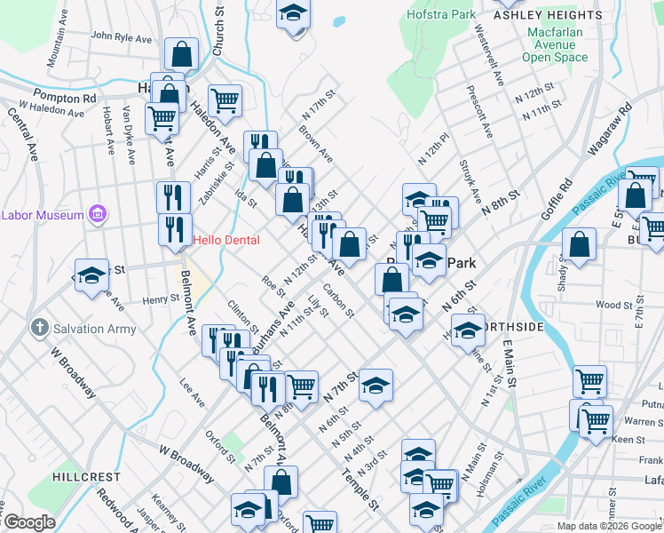 map of restaurants, bars, coffee shops, grocery stores, and more near 232 Haledon Avenue in Prospect Park