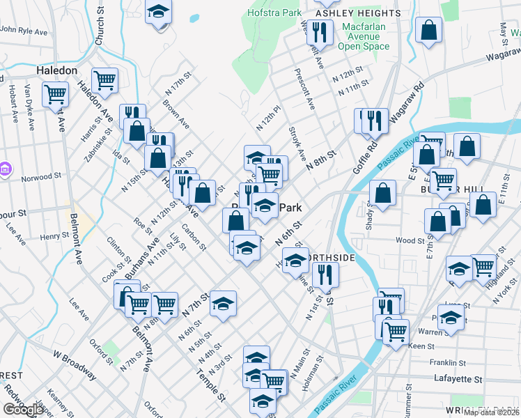 map of restaurants, bars, coffee shops, grocery stores, and more near in Prospect Park