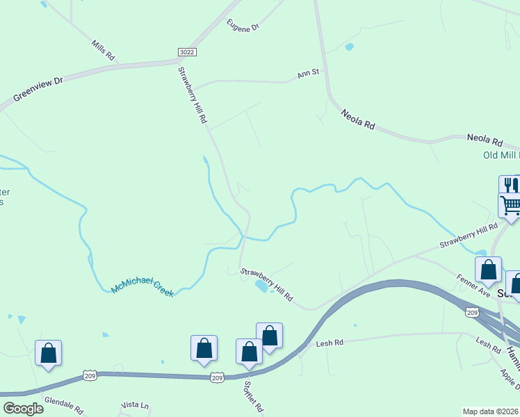 map of restaurants, bars, coffee shops, grocery stores, and more near 244 Strawberry Hill Road in Sciota