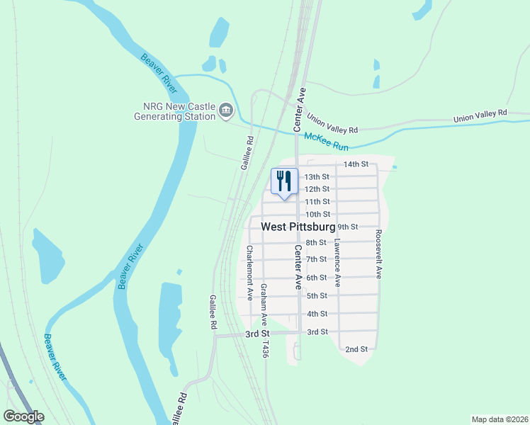 map of restaurants, bars, coffee shops, grocery stores, and more near 1021 10th Street in New Castle