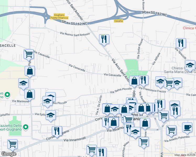 map of restaurants, bars, coffee shops, grocery stores, and more near 13 Via Casacelle in Giugliano In Campania