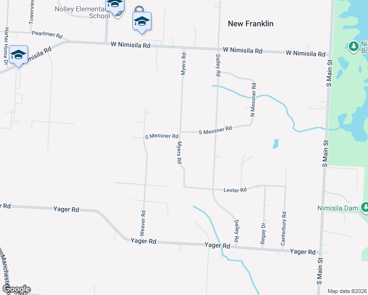 map of restaurants, bars, coffee shops, grocery stores, and more near 5797 Myers Road in Akron